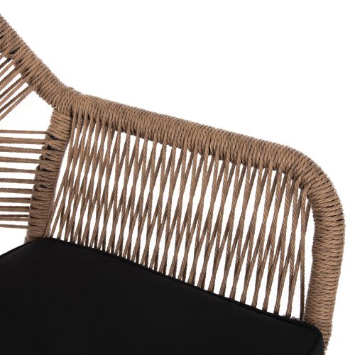 SESSEL ALUMINIUM SCHWARZ-PE RATTAN BEIGE-KISSEN SCHWARZ 57x65x84Hcm