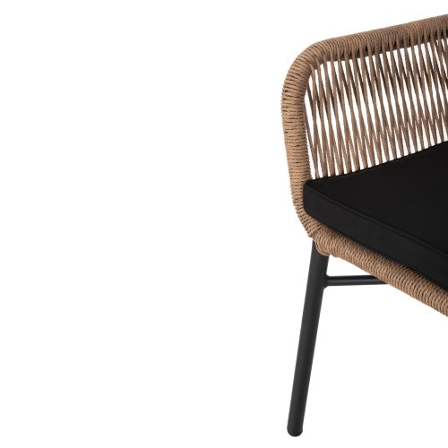 SESSEL ALUMINIUM SCHWARZ-PE RATTAN BEIGE-KISSEN SCHWARZ 57x65x84Hcm