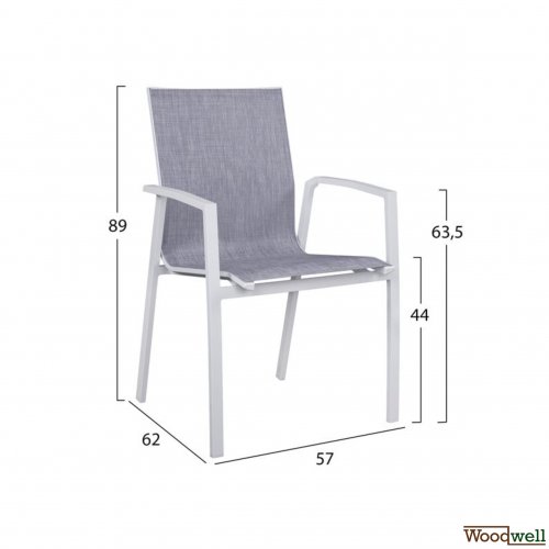 Weißer Aluminium Stuhl mit hellgrauem Sitz