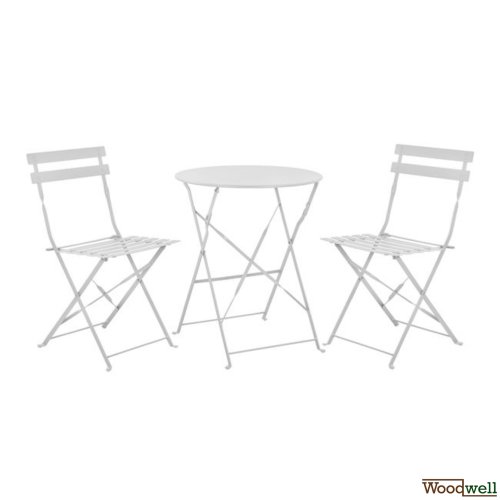Bistro Metall Garten-Set, Balkon-Set, 3tlg, Weiß