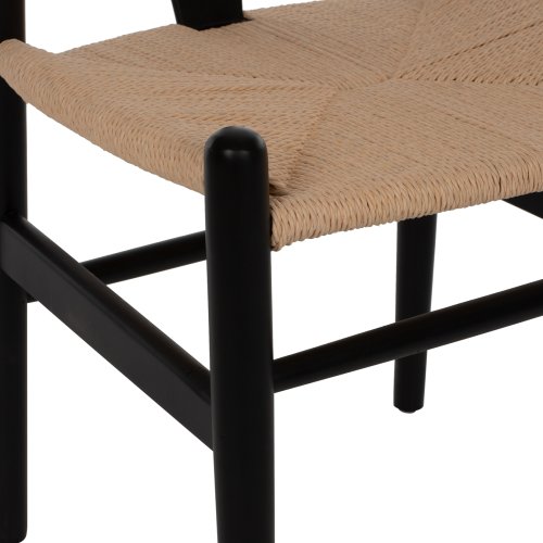 ESSZIMMERSTUHL BUCHENHOLZ SCHWARZ-SEIL BEIGE 48x55x73,5cm