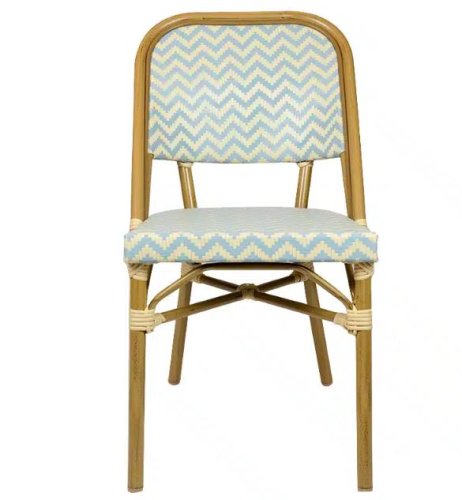 "Marceille" Aluminiumstuhl im Bambus Look Blau-Beige