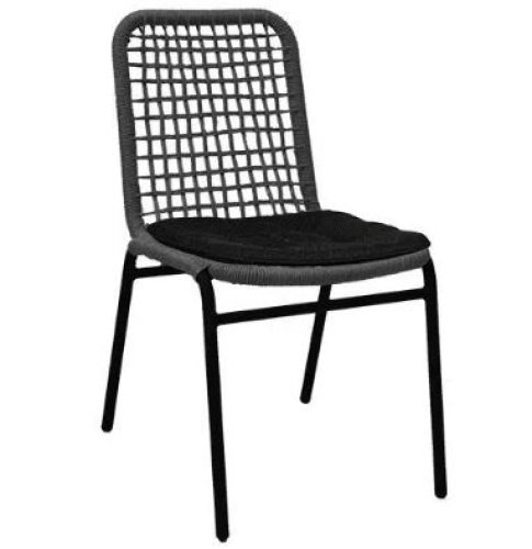 Outdoor Stuhl "Trobe" aus Aluminium und Geflecht in Anthrazit