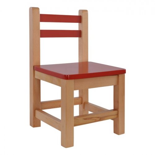 Chair for kids red with natural leg