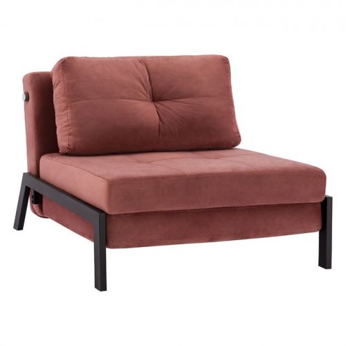 Armchair Bed CONSTANCE in velvet rosé 95x92x66cm