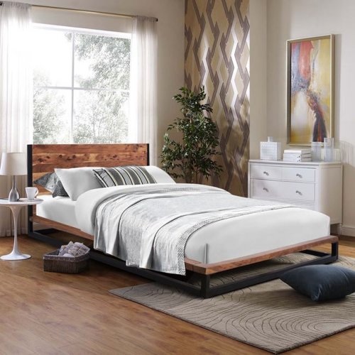 Bett aus Metall und Akazienholz 150x200 WW8219