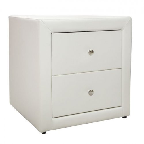 Bedside table Mone with 2 drawers from white matte PU 48x41x50 cm