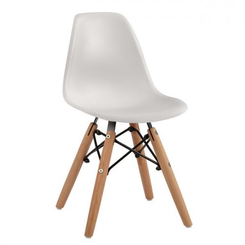 Chair Twist Kid with wooden legs and seat PP white 30,5x33x59 cm