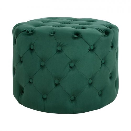 Ottoman aus grünem Samt "Kassie" Chesterfield style