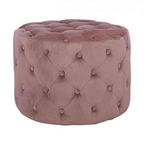 Velvet Ottoman "Kassie" in rosé Chesterfield type