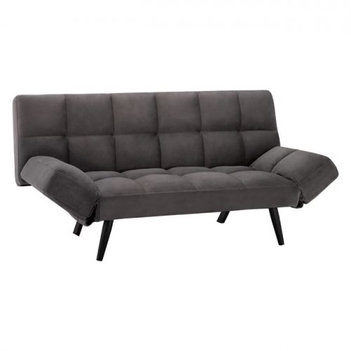 Sofa-Bett 3 Sitzer aus grauem Samt 182x80x88cm