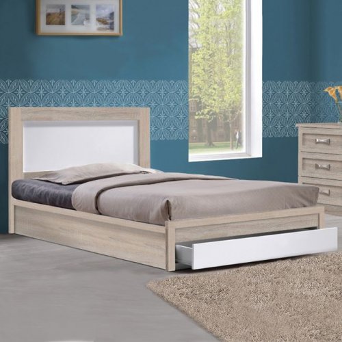 Bett "Melany" mit 1 Schublade in Sonama/Weiß110x190 WW323.02