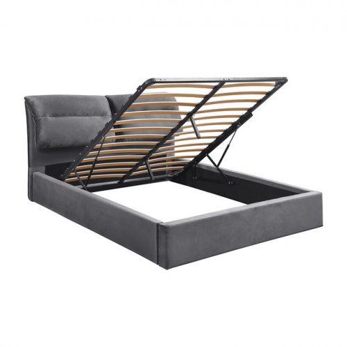 Bed "Kendra" Velvet Grey and Storage space 160x200 WW565.01