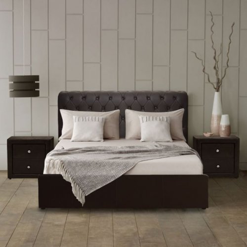Bett "T. Chesterfield" mit Stauraum in braun PU WW321.01