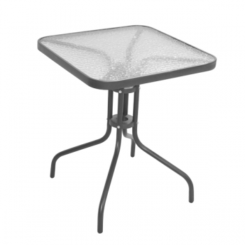 Metalltisch „Figo“ mit Glasoberfläche 60 x 60 x 72 cm.