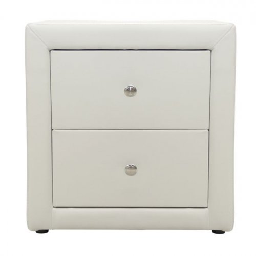 Bedside table Mone with 2 drawers from white matte PU 48x41x50 cm