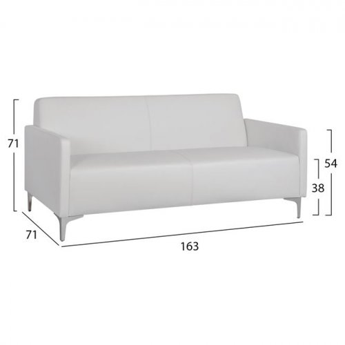 Sofa 3 seater Nellie with white PU 163x71x71cm