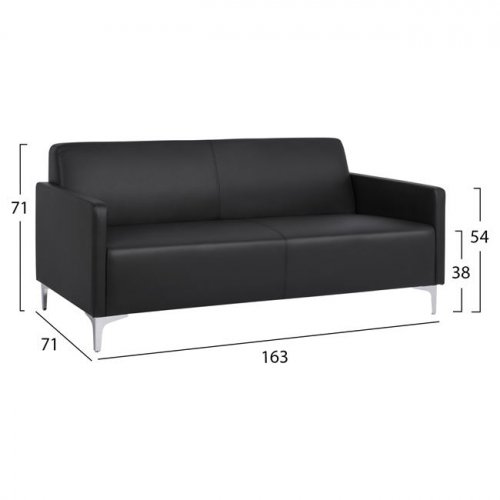 Sofa 3-Sitzer "Nellie" aus schwarzem PU 163x71x71cm
