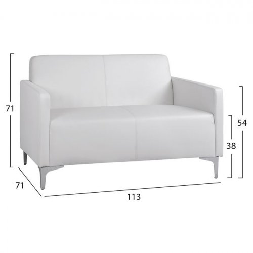 Sofa 2-Sitzer "Nellie" aus weißem PU 113x71x71cm