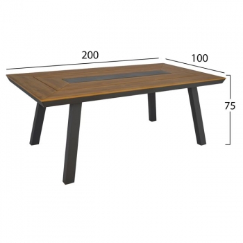Garten Esstisch aus Aluminium grau und Holz