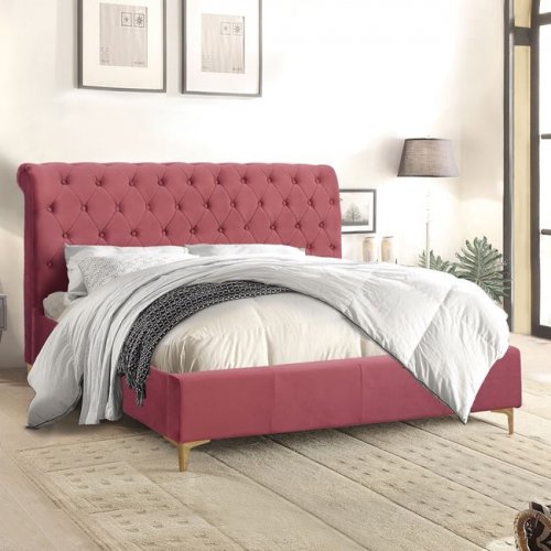 ΚΡΕΒΑΤΙ QUEEN WW365.05 ΔΙΠΛΟ 150x200 εκ. ΜΕ ΥΦΑΣΜΑ ΒΕΛΟΥΔΟ ΣΑΠΙΟ ΜΗΛΟ 160Χ219Χ94Υεκ.