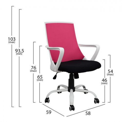 Bürodrehstuhl Polypropylen rosa und weiß