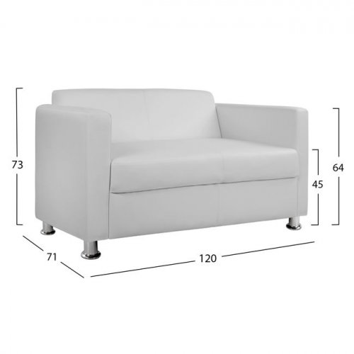 Sofa 2-Sitzer Kunstleder weiß