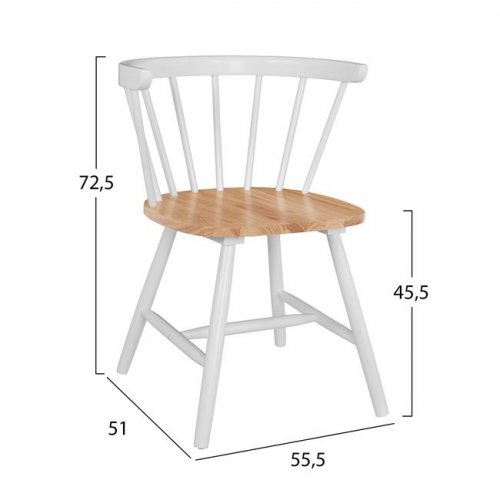 Chair wooden Elisa natural seat white frame