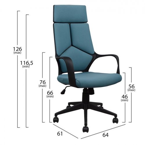 Bürodrehstuhl Polypropylen schwarz blau-grau