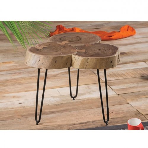 Massiver Couchtisch Baumstamm Scheiben Akazie Baumstammtisch 50x50x42cm