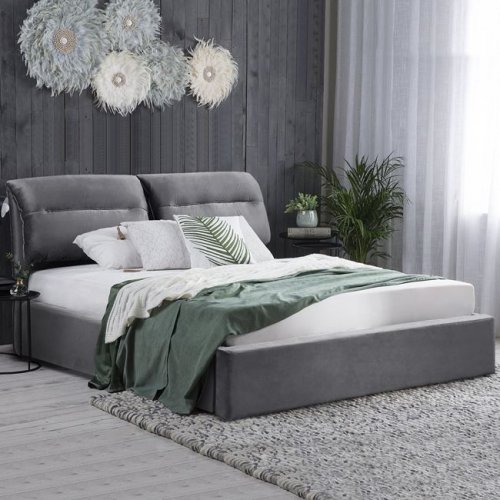 Bed "Kendra" Velvet Grey and Storage space 160x200 WW565.01