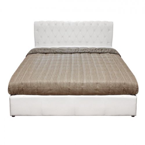 Bett "T. Chesterfield" mit Stauraum aus weißem PU WW321.02