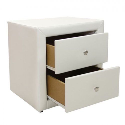 Bedside table Mone with 2 drawers from white matte PU 48x41x50 cm