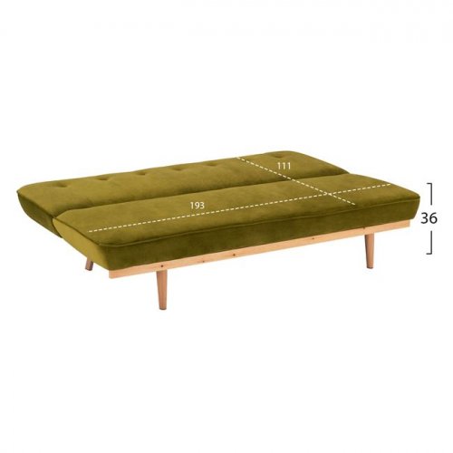 Sofa Bed 3 Seater from velvet Olive Shade 193x85x88cm