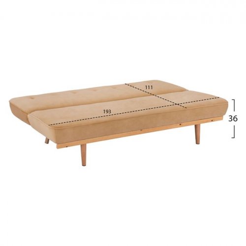 Sofa Bed 3 Seater from velvet beige shade 193x85x88cm