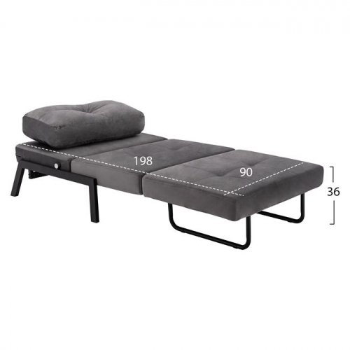Armchair Bed CONSTANCE in velvet grey 95x92x66cm