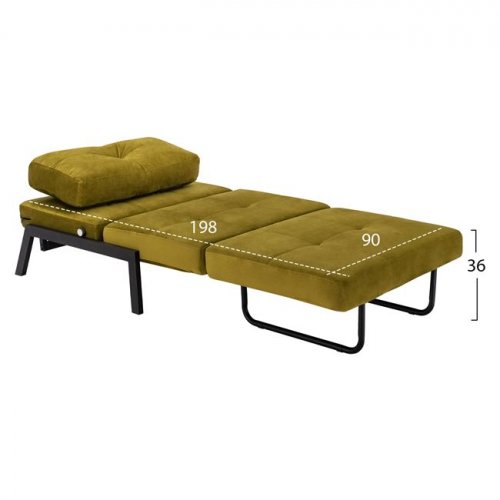 Sessel-Bett CONSTANCE aus olive Samt 95x92x66cm