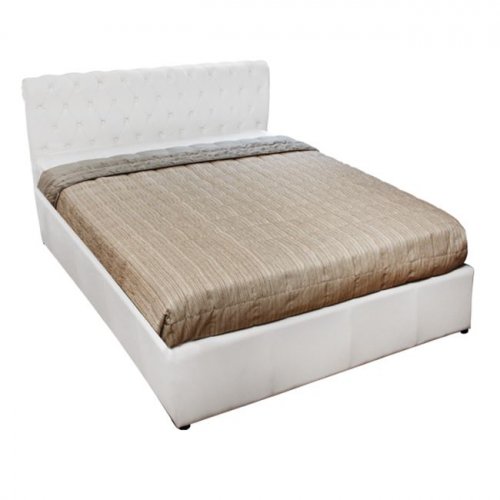 Bett "T. Chesterfield" mit Stauraum aus weißem PU WW321.02