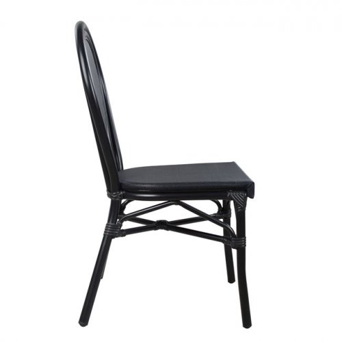 Aluminium Stuhl Bambus Look Schwarz mit Textline