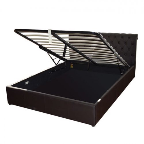 Bett "T. Chesterfield" mit Stauraum in braun PU WW321.01