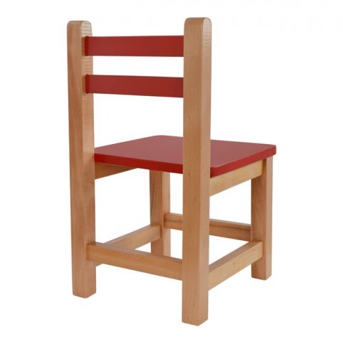 Chair for kids red with natural leg