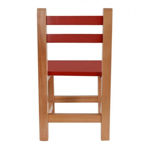 Chair for kids red with natural leg
