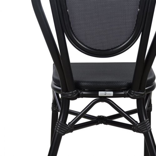 Aluminium Stuhl Bambus Look Schwarz mit Textline
