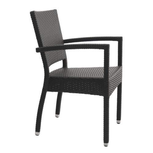 Der Terrassenstuhl Katwijk mit Armlehne in Schwarz