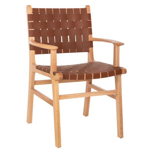 ARMCHAIR FELIPE TOON WOOD PU LEATHER BROWN 62x59x86 cm