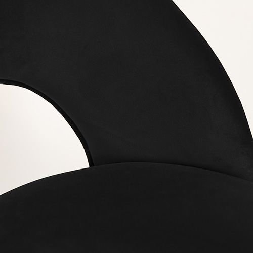 "Jyll" bar stool made of black velvet and legs made of black solid beech