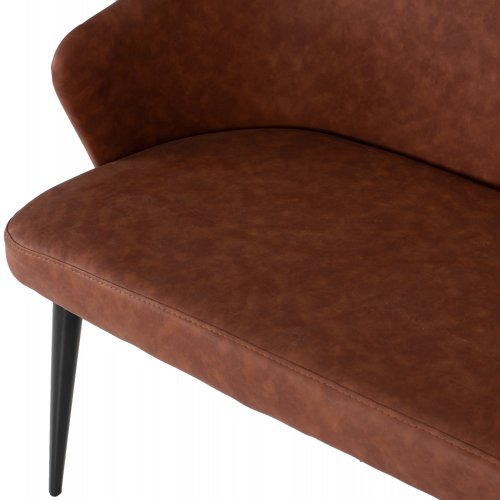 SOFA 2 SEAT CARLOS MADE OF BROWN NUBUK FABRIC WITH WOODEN FEET 119x60x84cm