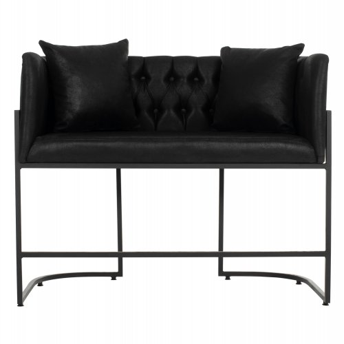 SOFA 2-SITZER IN SCHWARZ T.NUBUK & METALL SCHWARZ 64x120x97 cm