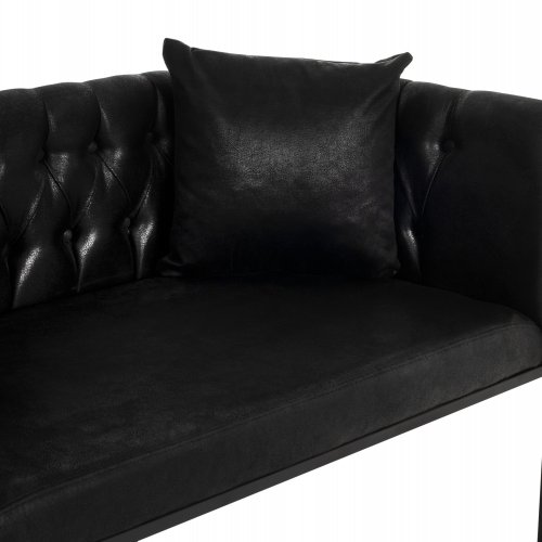SOFA 2-SITZER IN SCHWARZ T.NUBUK & METALL SCHWARZ 64x120x97 cm