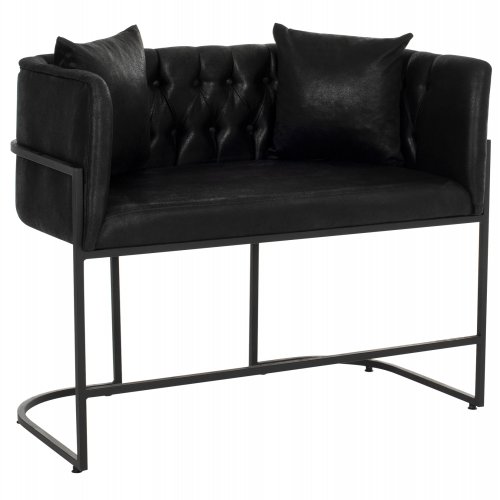 SOFA 2-SITZER IN SCHWARZ T.NUBUK & METALL SCHWARZ 64x120x97 cm
